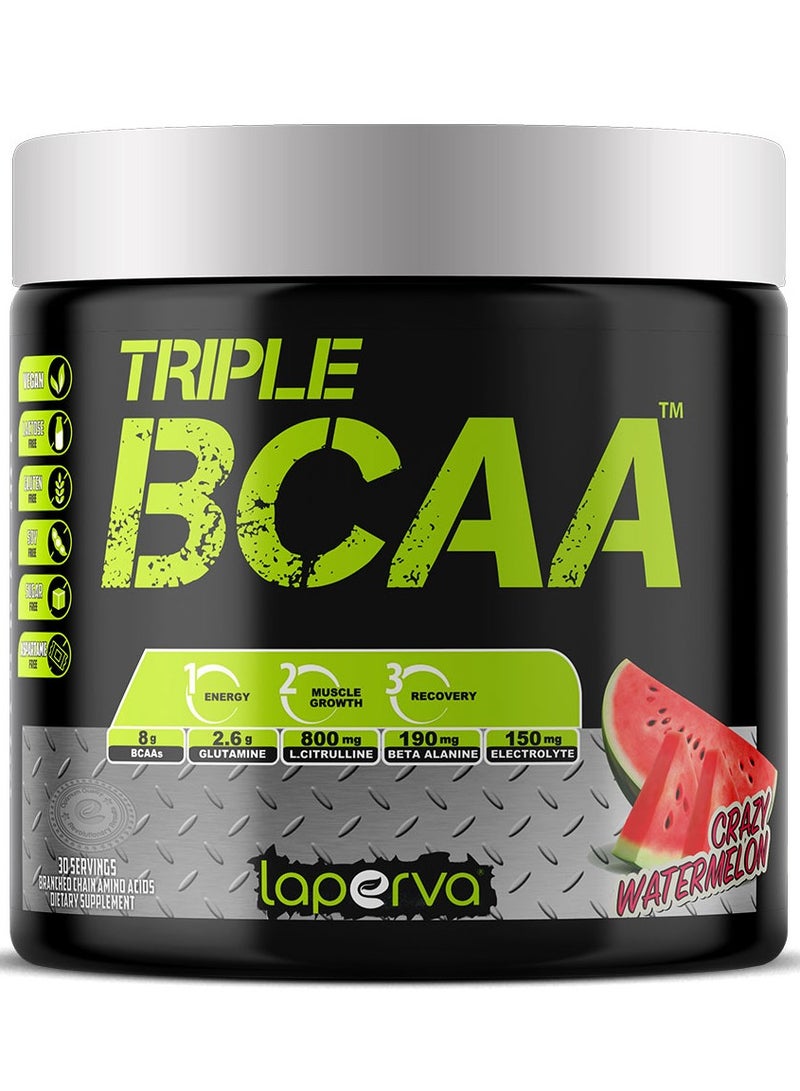 Laperva Triple BCAA Crazy Watermelon Pure Branched Chain Amino Acid With Zero Fat, Zero Carbs and Zero Sugar BCAA 30 Servings 