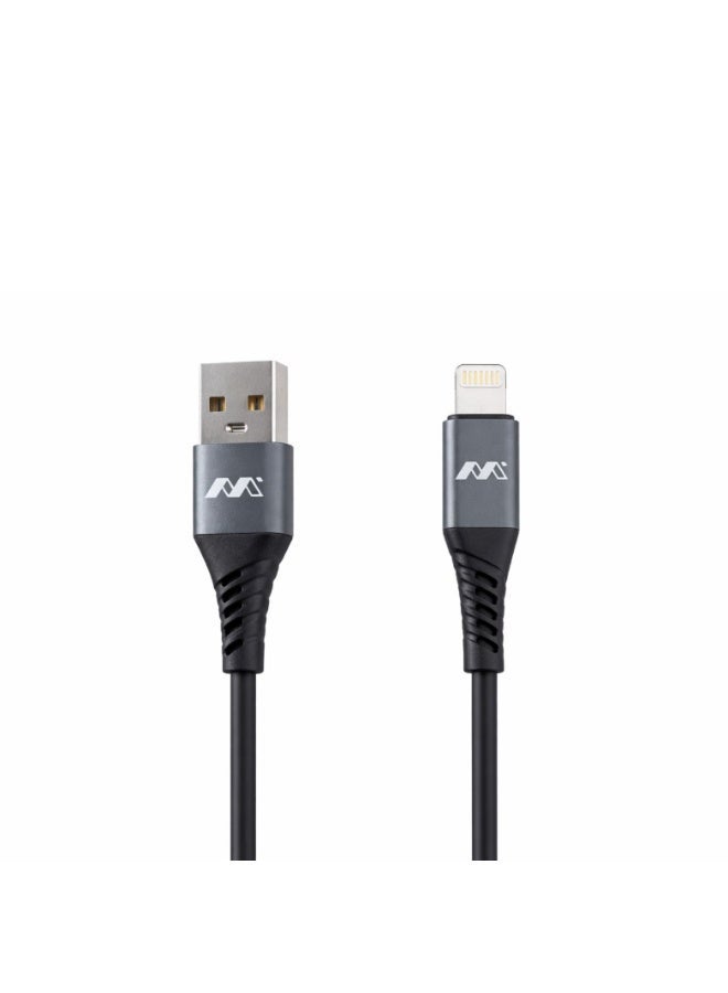 كابل شحن سريع من نوع USB-A إلى Lightning من Markety بطول 1 متر - بقدرة 27 واط، بتصميم متين من الألومنيوم، متوافق مع أجهزة iPhone و iPad وأجهزة Apple. - Image 2