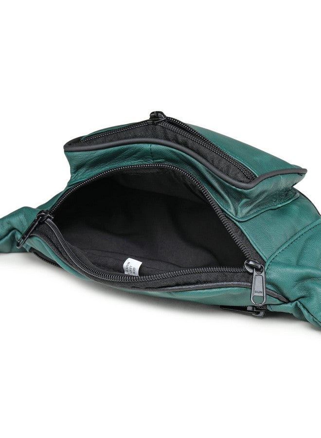 K London Leather Men Women Waist Bag Fanny Bag Travel Pouch Passport Holder | Travel Friendly | Handcrafted - Durable Multiple Credit/Debit Card Slots_ (11700_Green) - Image 4