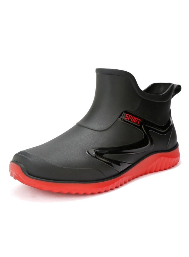 Fashion Men's Rain Boots Short Tube New Water Shoes Overshoes Rain Boots Non-slip Waterproof Kitchen Car Wash Fishing Shoes Batch