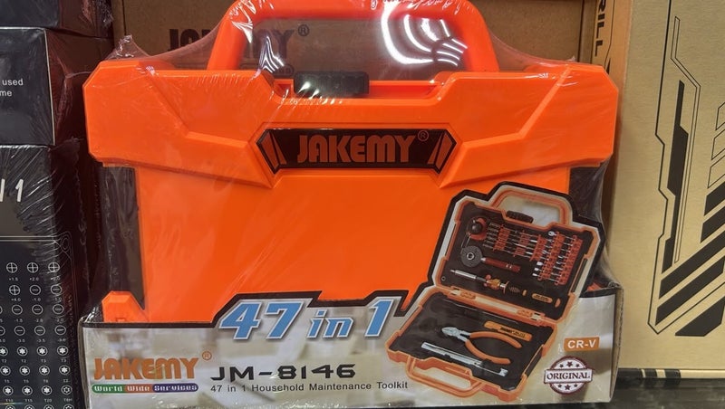 JAKEMY JM 8146 47 In 1 Household Maintenance Toolkit Professional Repair Tool Set with Precision Screwdriver Bits Pliers Utility Knife Extension Rod Socket Tools Portable Storage Case for Home Office Electronics DIY Repairs