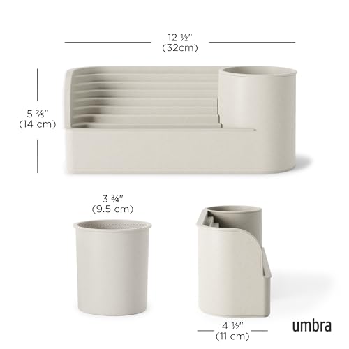 Umbra Stream Tabletop Water Fountain with Planter or Stationery Slot, Humidifies Air and Improves Air Quality, Sand - Image 3