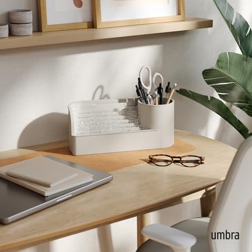 Umbra Stream Tabletop Water Fountain with Planter or Stationery Slot, Humidifies Air and Improves Air Quality, Sand - Image 2