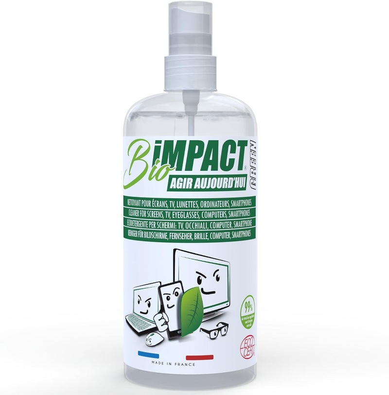 Ecocert Certified Screen Cleaner for Computer, TV, Glasses, Smartphone 500 ml