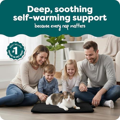 FurHaven ThermaNAP Self Warming Cat Mat Dog Bed for Crates with SelfWarming Technology for Cozy Rest Fully Machine Washable Small Plush Faux Fur Black - Image 3