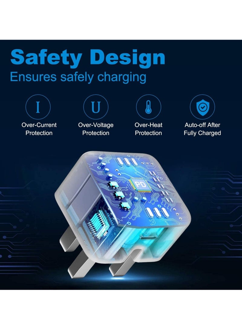 20W Foldable Fast Charging Wall Adapter Compatible with iPhone 12 Pro Max/11 Pro Max/SE, iPad