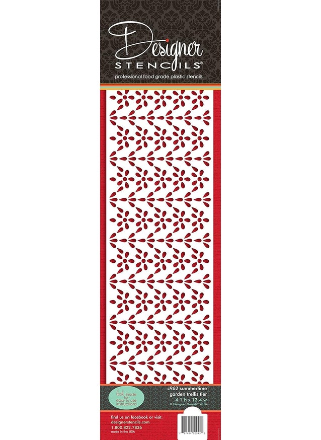 Designer Stencils Designer Stencils C962 Summertime Garden Trellis Tier Cake Side Stencil  - Image 1