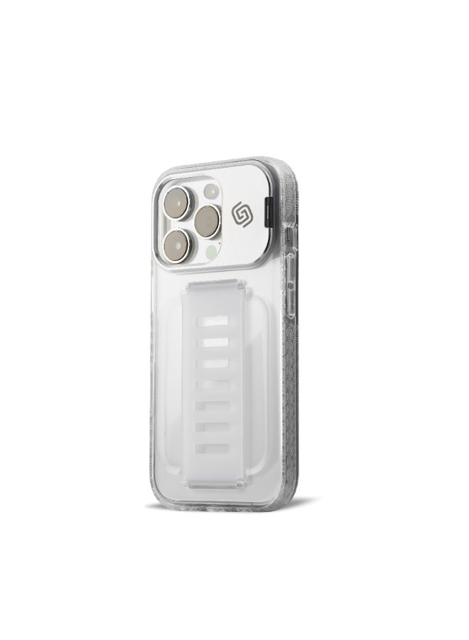جريب 2 يو غطاء Grip2U BOOST مع حامل مدمج لهاتف iPhone 16 Pro، شفاف، مزود بحزام مدمج لقبضة الإصبع، تصميم نحيف مقاوم للصدمات، حماية من السقوط، متوافق مع الشحن اللاسلكي - Image 2