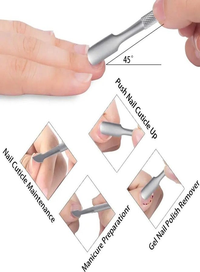 PEACORA Professional Cuticle Cutter and Pusher Set, Silver, Nail Art Tool - Image 5