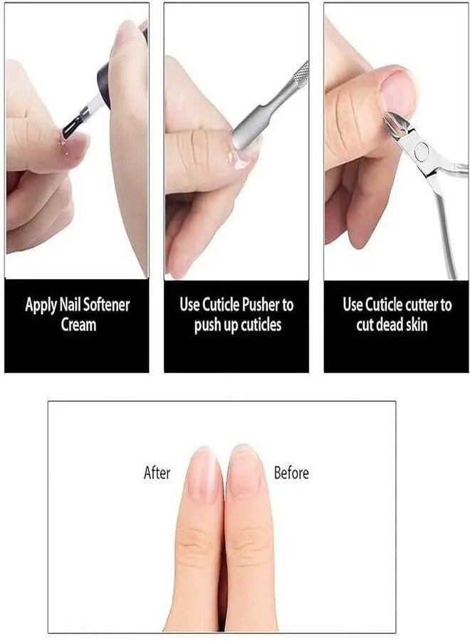 PEACORA Professional Cuticle Cutter and Pusher Set, Silver, Nail Art Tool - Image 3