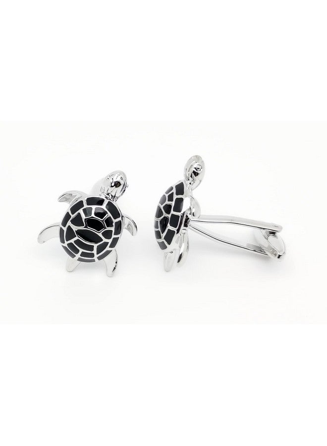 Jonwo Men'S Cuff Links For French Black Turtle Tuxedo Shirt Stainless Brass Metal Shirt Buttons Cufflinks Anniversary In Gift Box - Image 4