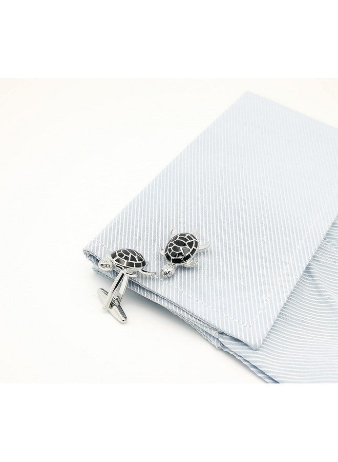 Jonwo Men'S Cuff Links For French Black Turtle Tuxedo Shirt Stainless Brass Metal Shirt Buttons Cufflinks Anniversary In Gift Box - Image 2
