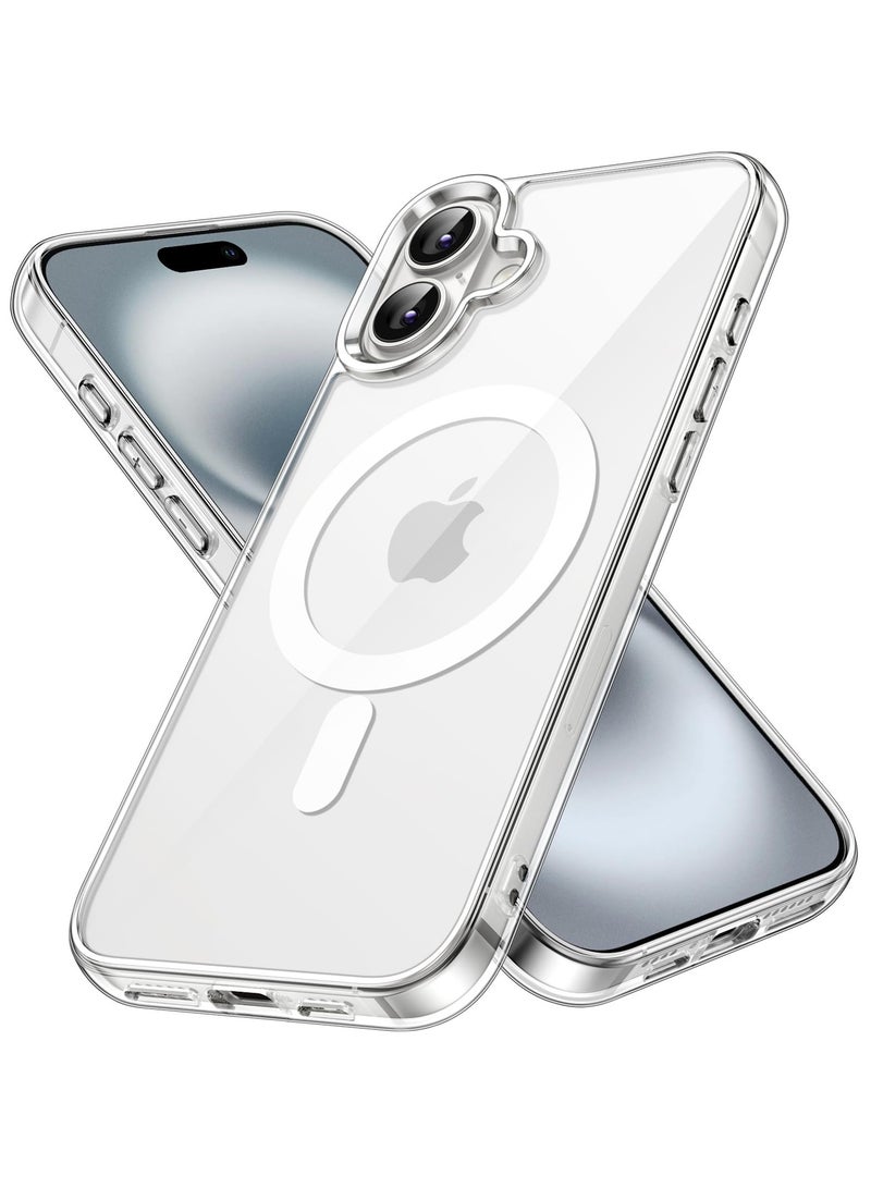بورتوني غطاء حماية مغناطيسي لهاتف iPhone 16 مقاس 6.1 بوصة متوافق مع غطاء ممتص الصدمات للهاتف MagSafe المقاوم للصدمات وظهر شفاف مضاد للخدش لهاتف Apple iPhone 16 - Image 1