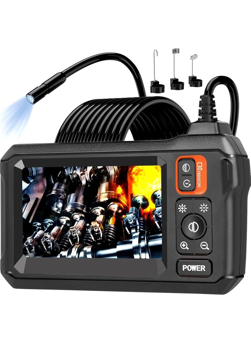 Yatao Endoscope Camera with Light, Borescope Camera with 4.3" IPS Screen, 1080P HD with 8 LED Lights, 16.4FT Semi-Rigid Cord Bore Scope - Image 1