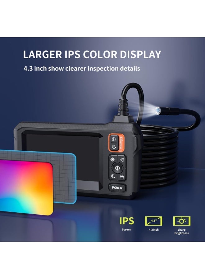 Yatao Endoscope Camera with Light, Borescope Camera with 4.3" IPS Screen, 1080P HD with 8 LED Lights, 16.4FT Semi-Rigid Cord Bore Scope - Image 2