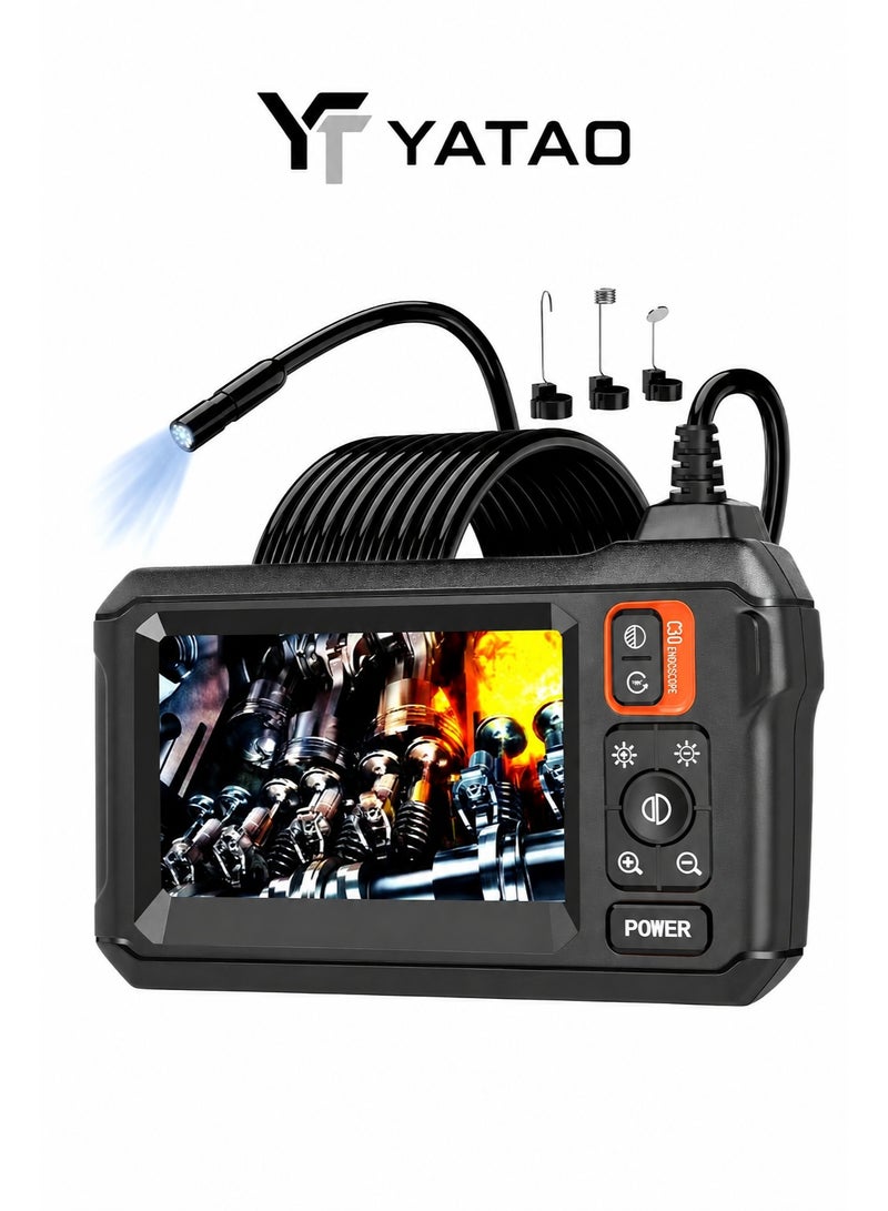Yatao Endoscope Camera with Light, Borescope Camera with 4.3" IPS Screen, 1080P HD with 8 LED Lights, 16.4FT Semi-Rigid Cord Bore Scope - Image 1