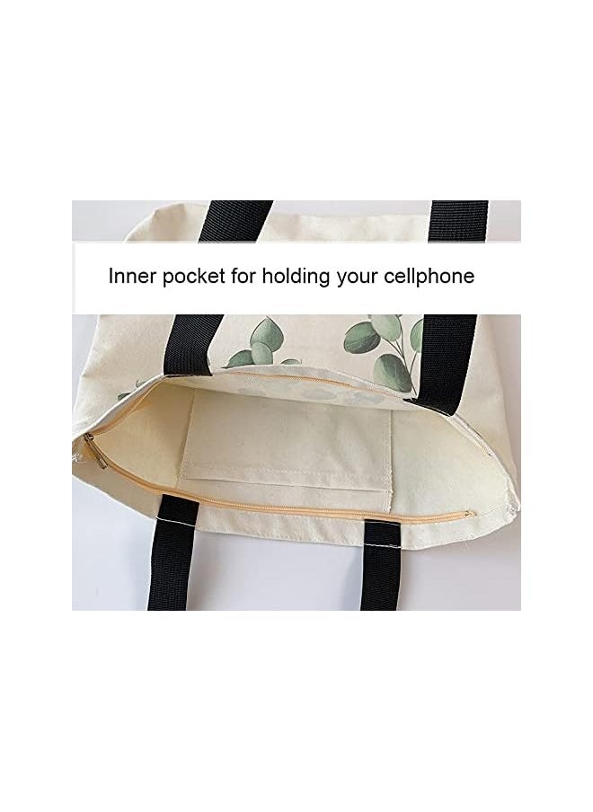 Taoqiao - Women canvas Tote Bag for Women Shoulder Bag with zipper Work Beach Travel and Shopping Grocery Bag - Image 1
