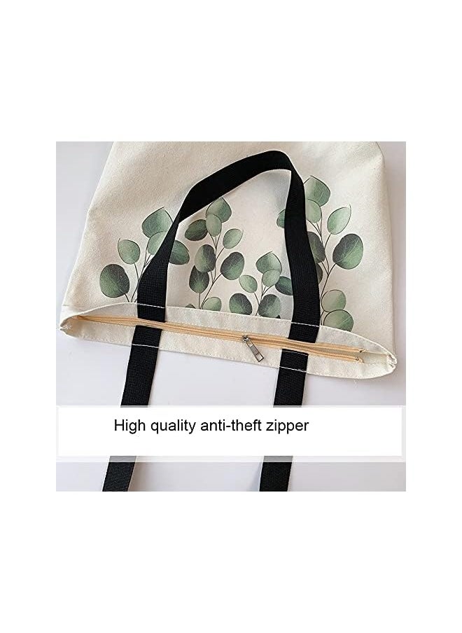 Taoqiao - Women canvas Tote Bag for Women Shoulder Bag with zipper Work Beach Travel and Shopping Grocery Bag - Image 1