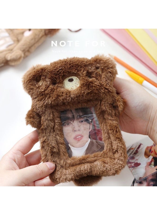 NIBEMINENT 1 - Piece Cute Plush Kpop Photo Card Holder Pendant Key Chain ID Badge Holder ID Card Holder Photo Card Protector for School ID Office ID Access Card for Women Girls