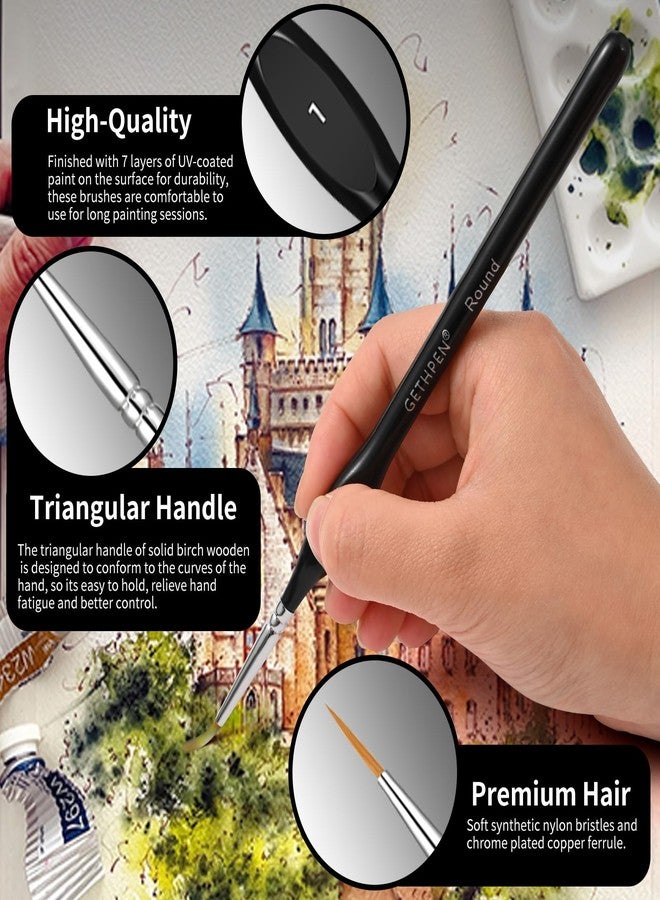 GETHPEN Extreme Detail Paint Brush Set, 15pcs Miniature & Micro Brushes for Fine Detailing, Acrylic, Watercolor, Oil, Models, Paint by Numbers, Rock Painting, Craft - Image 3
