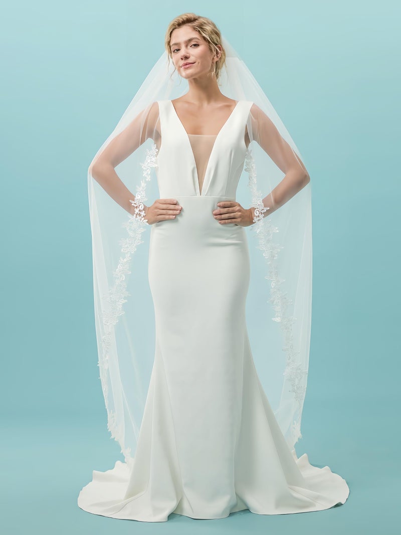 AierHuiOi Bridal Veil 1 Tier Lace Ivory Wedding Veil With Metal Comb veils for women wedding 79 Inch - Image 4