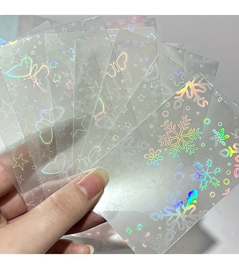 50 Pack Snowflake Plastic Badge Inserts 58x89mm Flat Card Film for 3 Inch Albums Durable Protective Small Card Cases - Image 4
