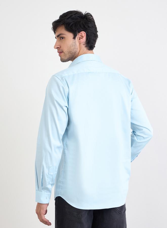 Styli Solid Cotton Lycra Slim Fit Spread Collar Shirt - Image 4