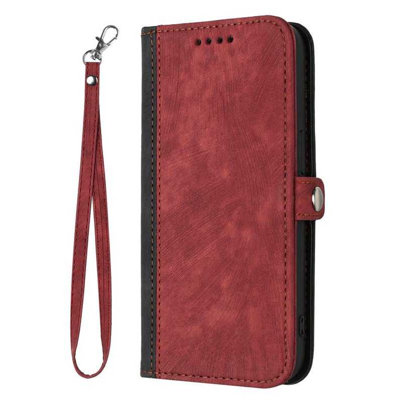 BURAQ Case Cover For vivo V21e 4G / Y73 2021 Side Buckle Double Fold Hand Strap Leather Phone Case(Red) - Image 3