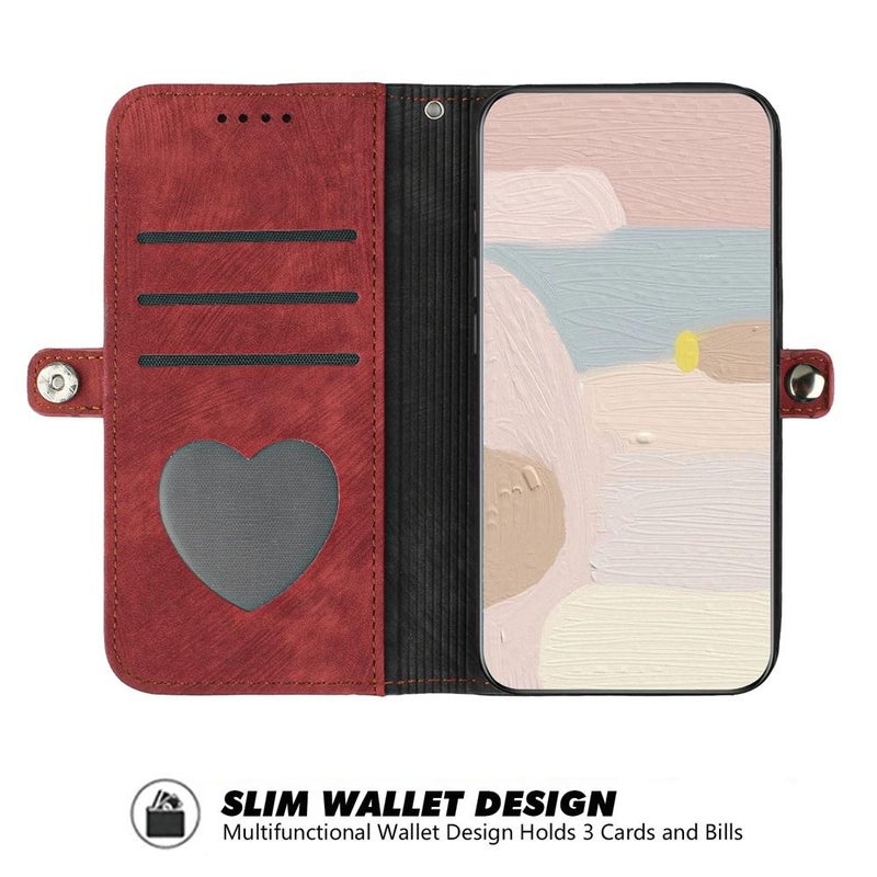 BURAQ Case Cover For vivo V21e 4G / Y73 2021 Side Buckle Double Fold Hand Strap Leather Phone Case(Red) - Image 4