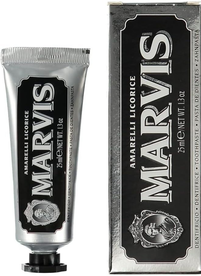 Marvis - Marvis Amarelli Licorice Mint Toothpaste 25ml - Unique Flavor with Fresh Mint and Licorice - Image 1