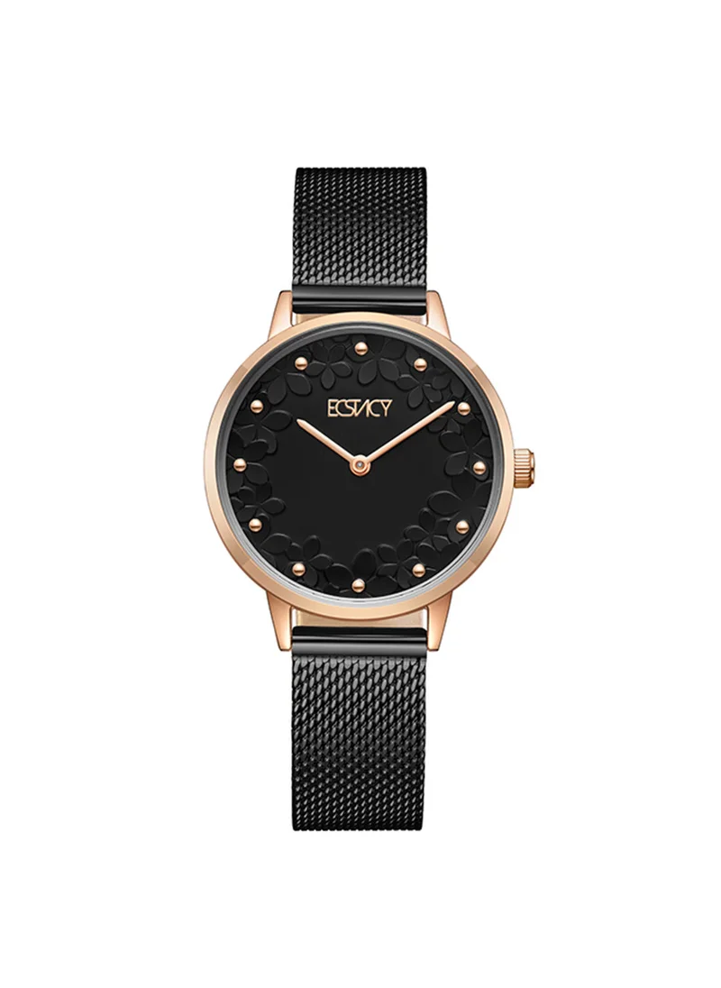 ECSTACY Women's Analog Round Shape Stainless Steel Wrist Watch E23502-KMBB - 28 Mm