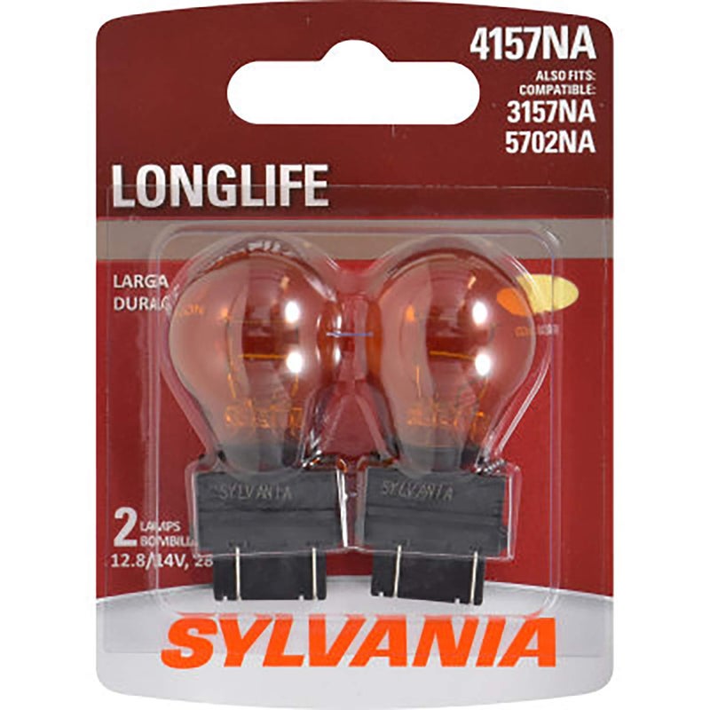 مصباح أمبر صغير طويل العمر SYLVANIA 4157NA مثالي لتطبيقات علامات الجوانب وإشارات الانعطاف يحتوي على 2 مصباح