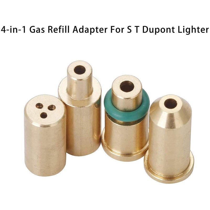 SMTHOME 4PCS Replacement Brass Gas Refill Adapter for S T Dupont Lighter Yellow/Red/Green/Blue Caps DIY Repair Part - Image 2