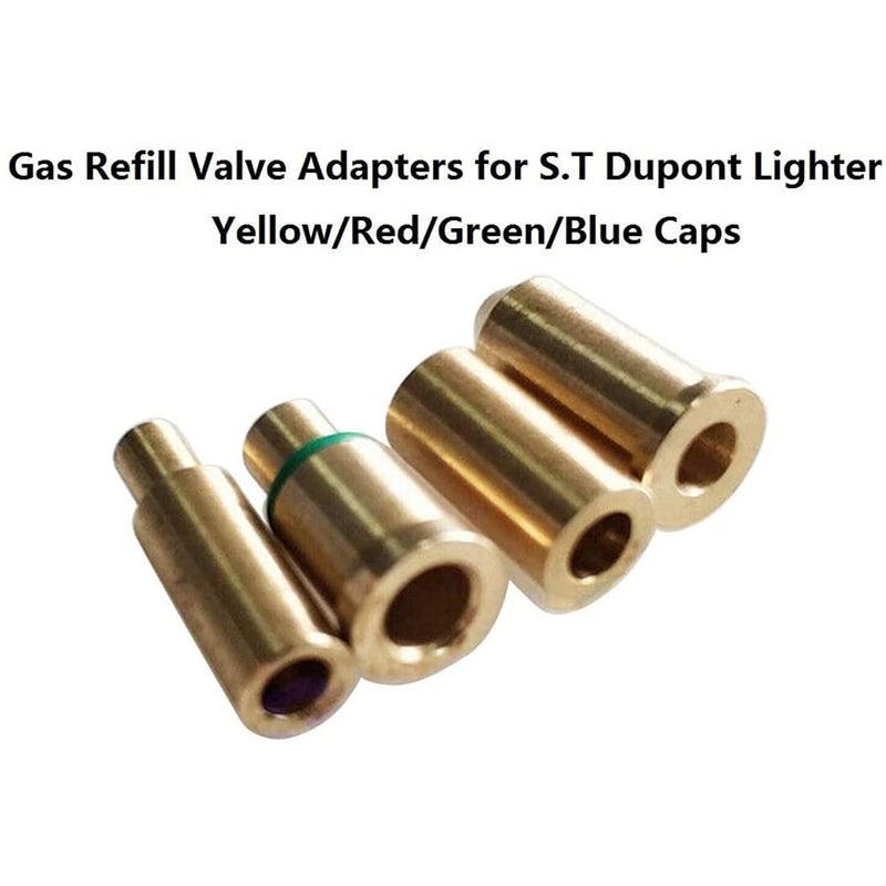 SMTHOME 4PCS Replacement Brass Gas Refill Adapter for S T Dupont Lighter Yellow/Red/Green/Blue Caps DIY Repair Part - Image 4