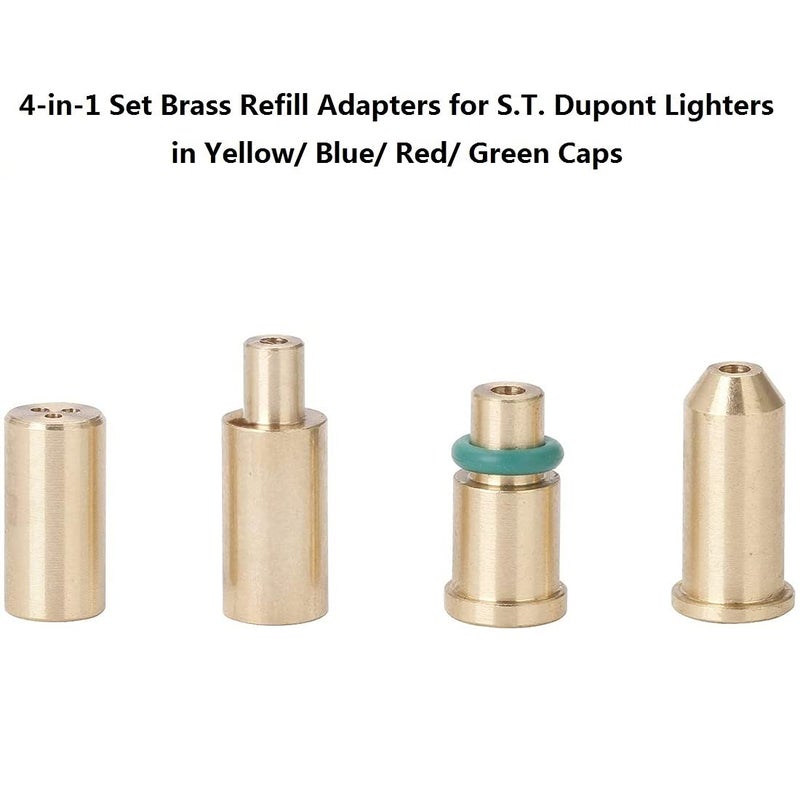 SMTHOME 4PCS Replacement Brass Gas Refill Adapter for S T Dupont Lighter Yellow/Red/Green/Blue Caps DIY Repair Part - Image 3