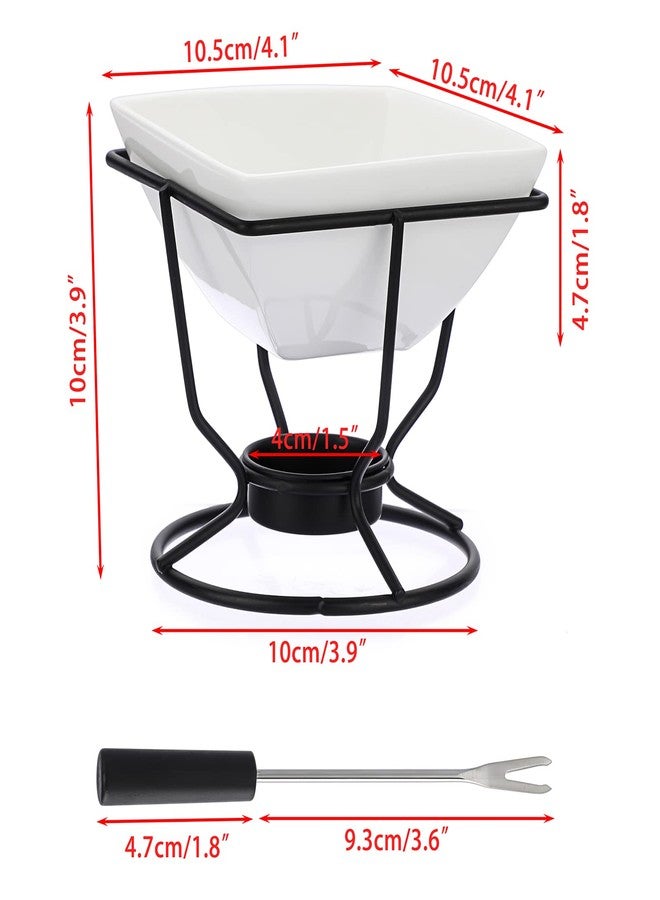BSTKEY Ceramic Butter Warmer Set, Fondue Pot Melting Pot Set, Melt Hot Pot Square Bowl Set For Cheese Chocolate Butter Caramel, with 2 Dipping Forks - Image 2