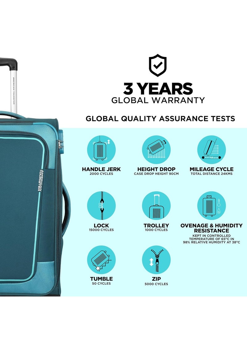 AMERICAN TOURISTER American Tourister ICOR (Large) 82cms|Carry On Trolley Bag for Travel|Wet Pocket| Expandable|Polyester Luggage|Combination Lock|4 Wheel Suitcase for Men & Women (Teal)|Light Weight & Durable  - Image 3