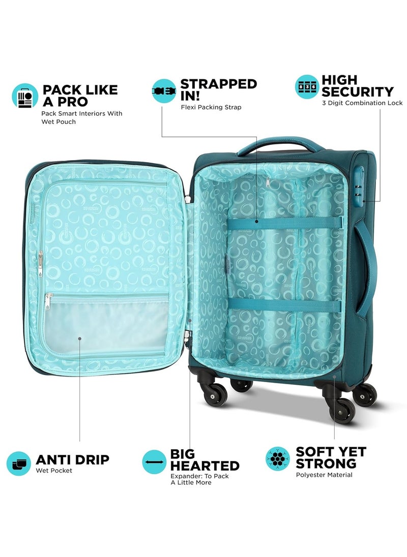 AMERICAN TOURISTER American Tourister ICOR (Large) 82cms|Carry On Trolley Bag for Travel|Wet Pocket| Expandable|Polyester Luggage|Combination Lock|4 Wheel Suitcase for Men & Women (Teal)|Light Weight & Durable  - Image 4