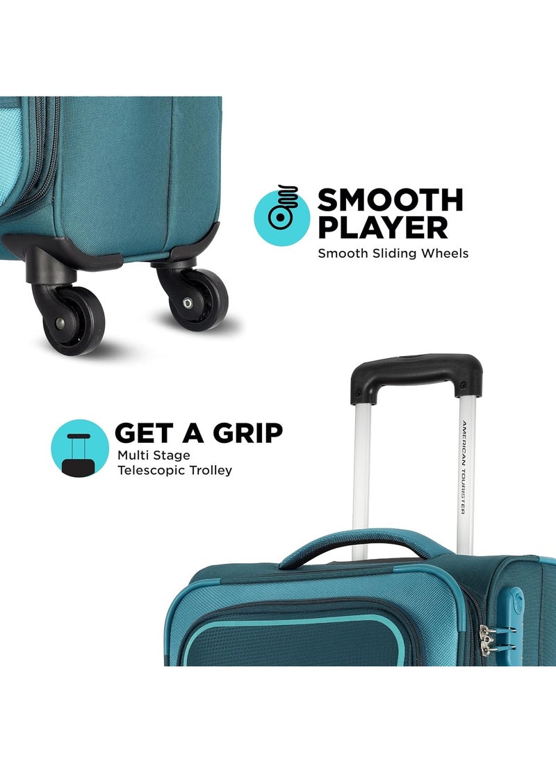 AMERICAN TOURISTER American Tourister ICOR (Large) 82cms|Carry On Trolley Bag for Travel|Wet Pocket| Expandable|Polyester Luggage|Combination Lock|4 Wheel Suitcase for Men & Women (Teal)|Light Weight & Durable  - Image 5