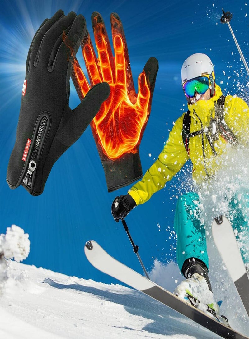 GGOOT Winter Gloves Men Thermal Gloves, Thermal Gloves, Women Anti-Slip Touch Screen Gloves for Running Walking Hiking Skiing Biking Sporting Black with Reflective Stripe - Image 3
