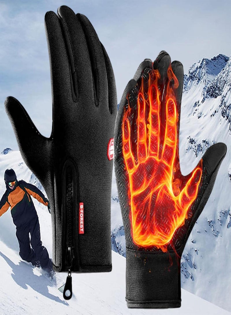 GGOOT Winter Gloves Men Thermal Gloves, Thermal Gloves, Women Anti-Slip Touch Screen Gloves for Running Walking Hiking Skiing Biking Sporting Black with Reflective Stripe - Image 2