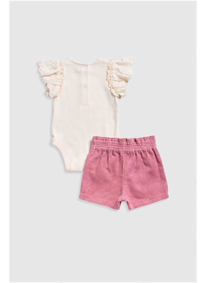 mothercare Cord Shorts, Bodysuit and Tights Set  - Image 2