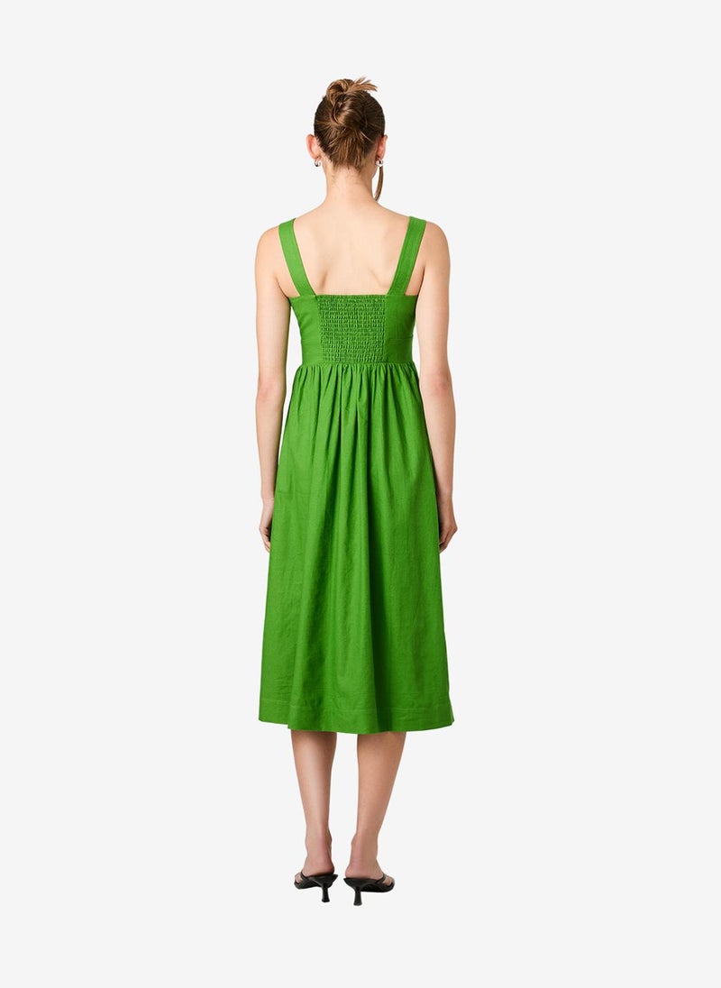 French Connection Women's Botanica Green Aspen Linen Midi Dress - Image 5