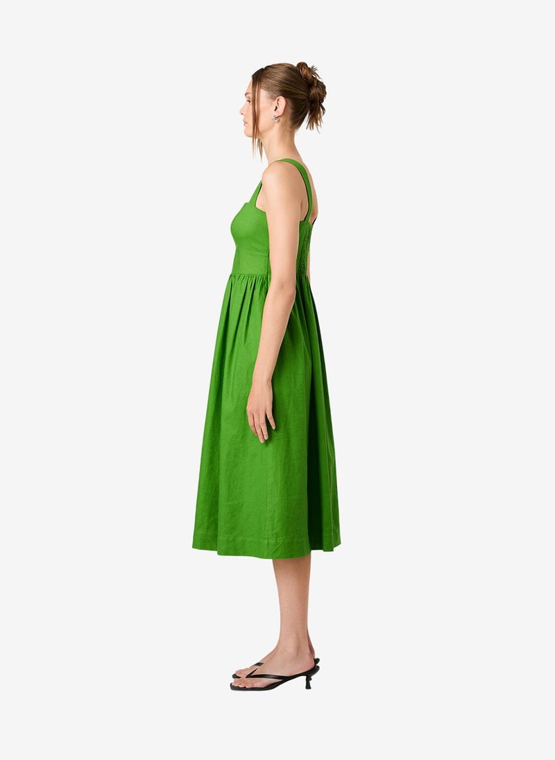 French Connection Women's Botanica Green Aspen Linen Midi Dress - Image 4