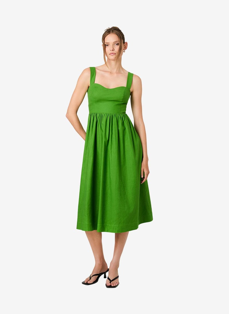 French Connection Women's Botanica Green Aspen Linen Midi Dress - Image 2