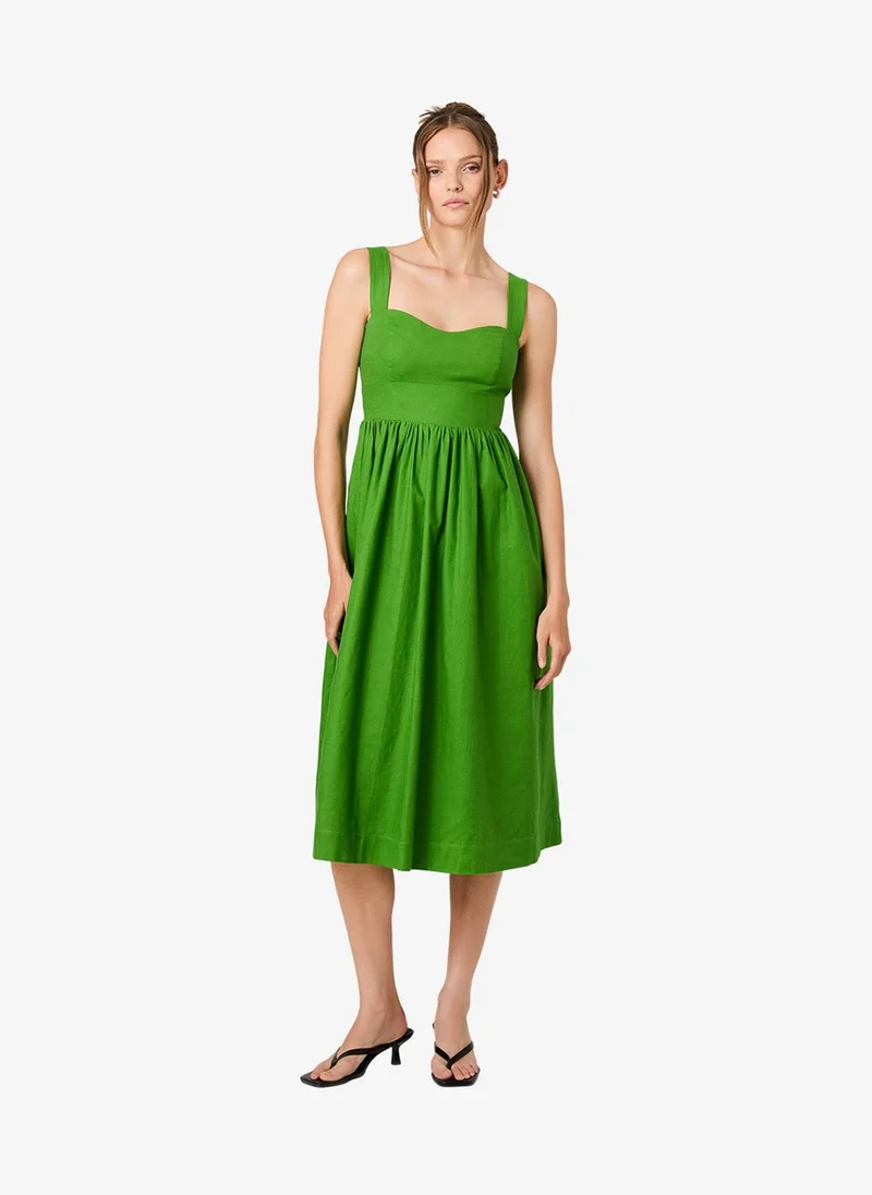 Women's Botanica Green Aspen Linen Midi Dress