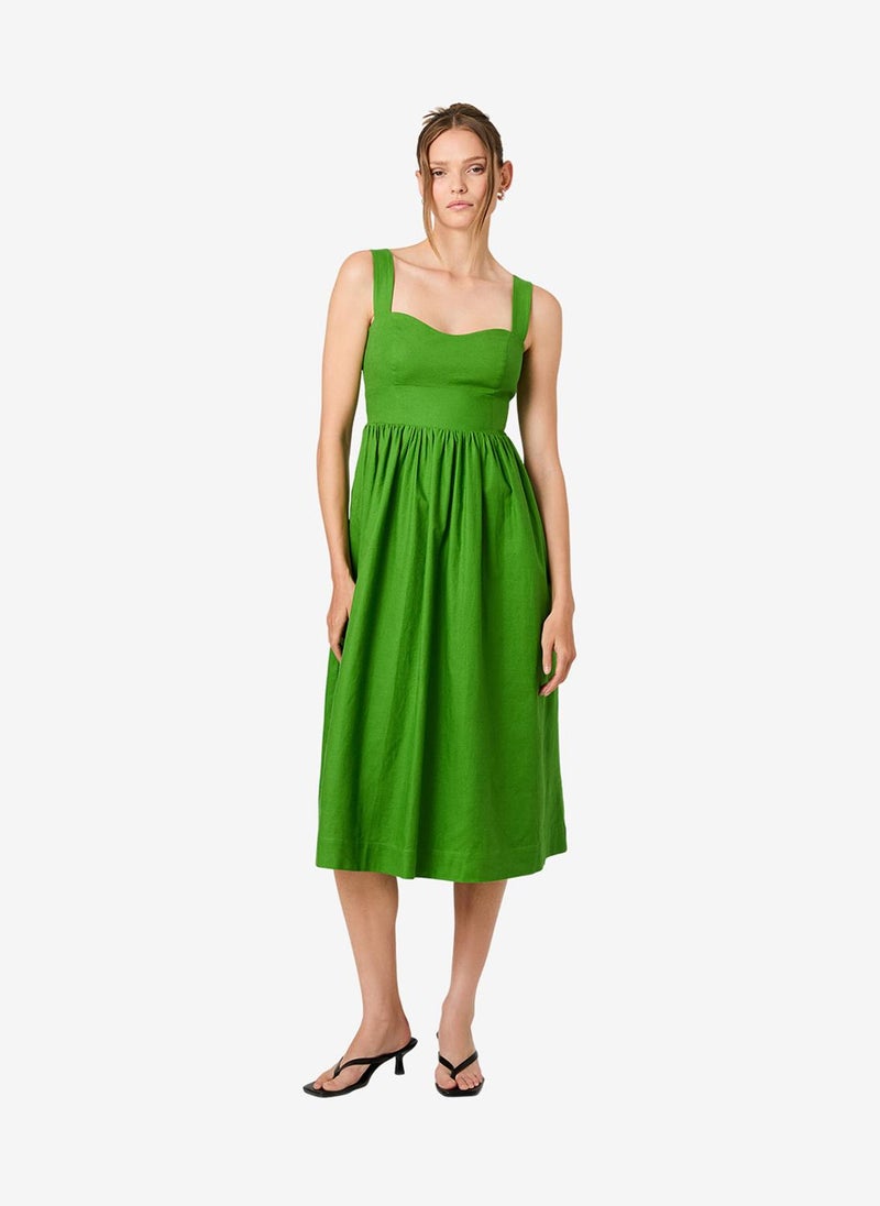 French Connection Women's Botanica Green Aspen Linen Midi Dress - Image 1
