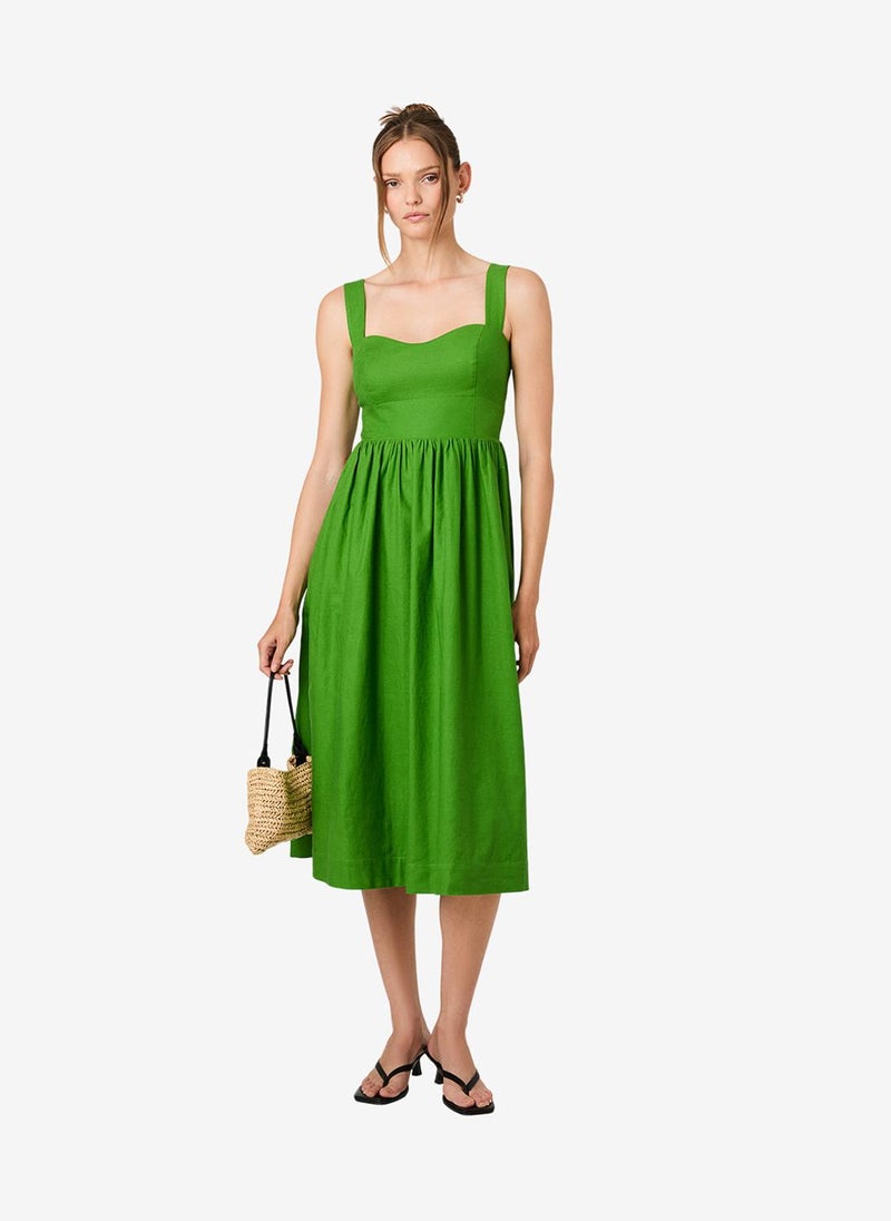 French Connection Women's Botanica Green Aspen Linen Midi Dress - Image 3