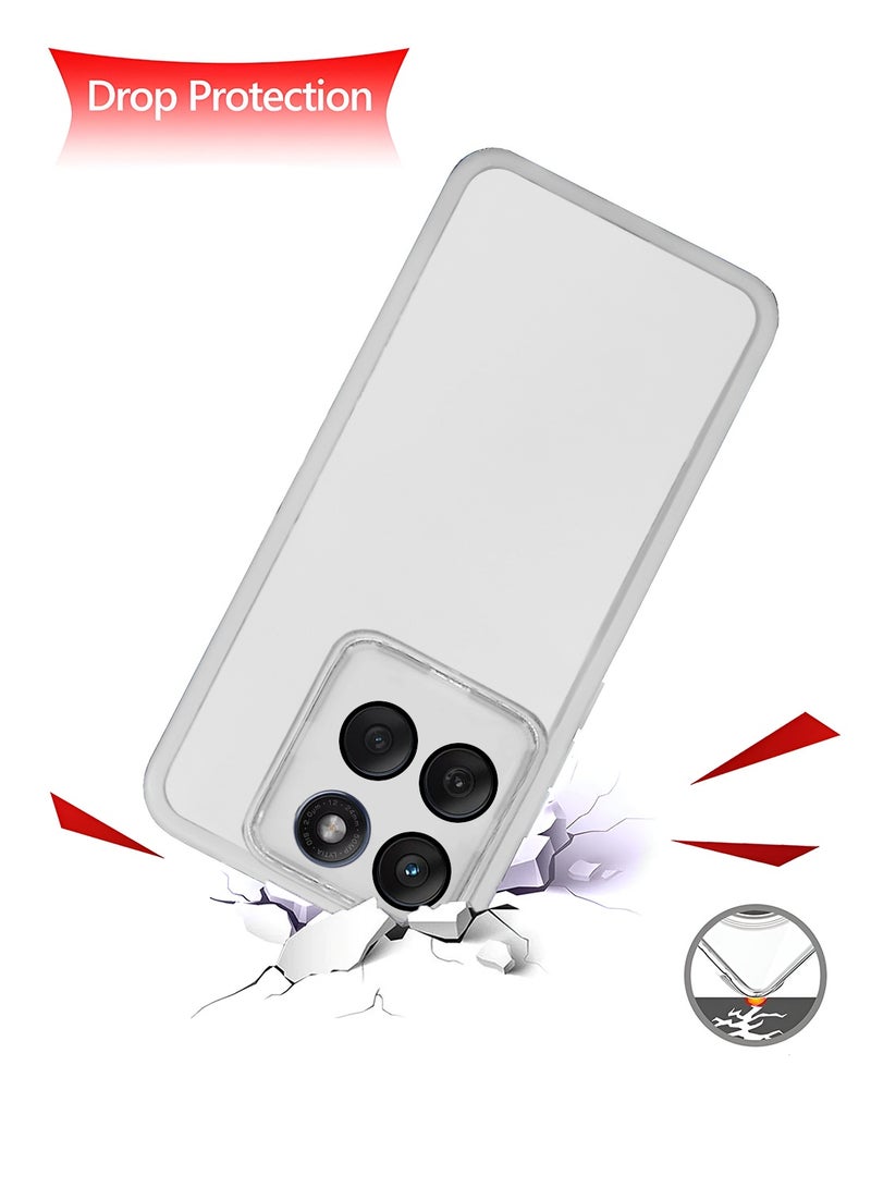 دبليو تيك غطاء خلفي ناعم شفاف لحماية كاميرا هاتف موتورولا إيدج 60 / موتورولا إيدج 60 فيوجن 5G 2025، مصنوع من TPU، فائق النحافة، أنيق، مع حواف مطلية بالكهرباء - أبيض - Image 3