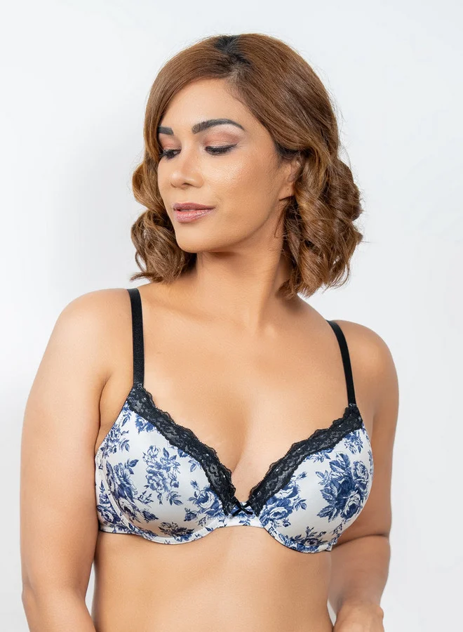 Aadaraya Aadaraya Lace Detail A-frame Bra with Hook and Eye Closure